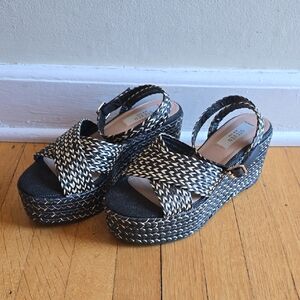 STEVEN NEW YORK, Randal Platform Sandal, Black & Tan, EUC, Women's 7.5